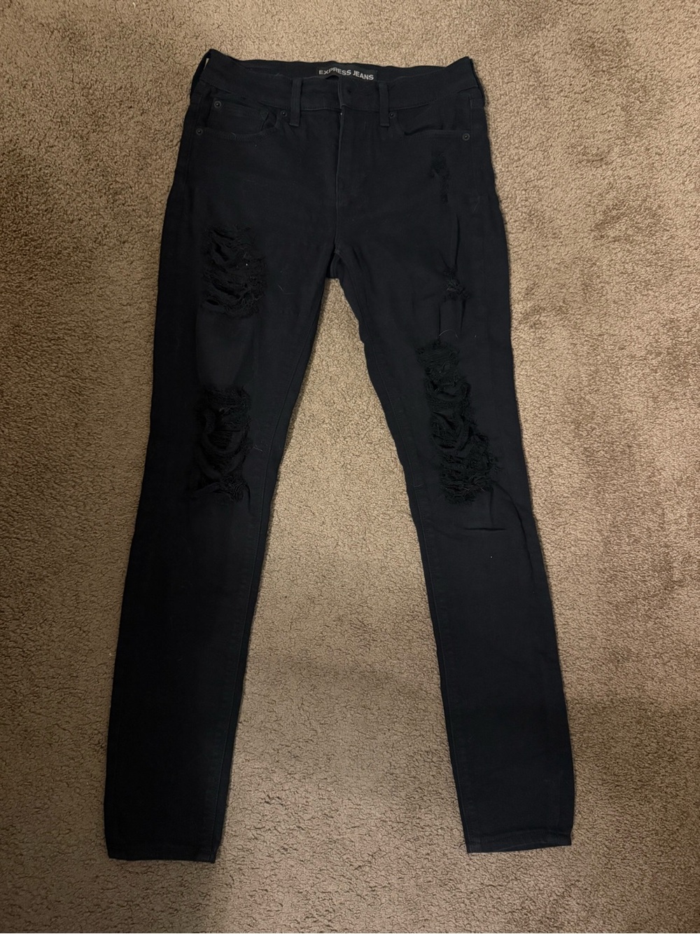 Express Black Ripped Skinny Jeans for Women